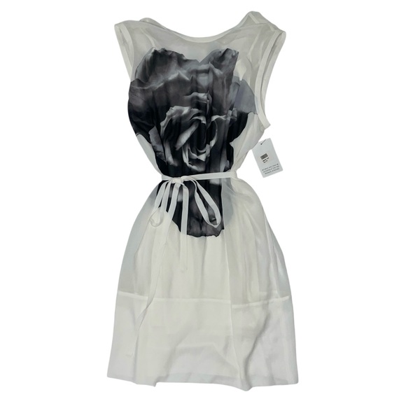 Alexander McQueen Dresses & Skirts - Alexander McQueen MCQ White Black Rose Layered Sheer Overlay Dress
